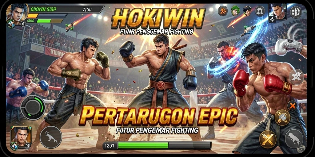 Tangkapan layar HOKIWIN menampilkan aksi pertarungan yang mendebarkan.