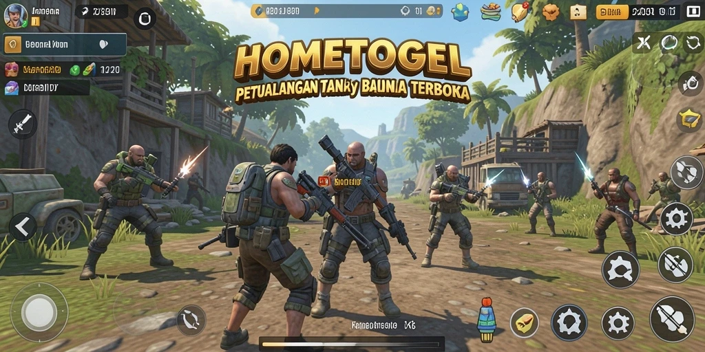 Tangkapan layar menunjukkan eksplorasi seru di dunia terbuka HOMETOGEL.