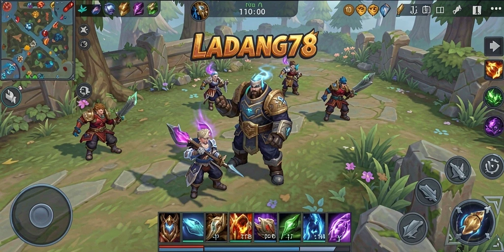 Tangkapan layar dari gameplay intense di LADANG78 MOBA.