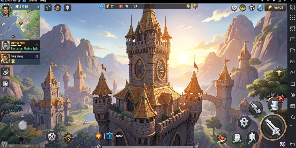 Screenshot gameplay RP55 yang menampilkan aksi menara pertahanan menghadapi gelombang musuh.