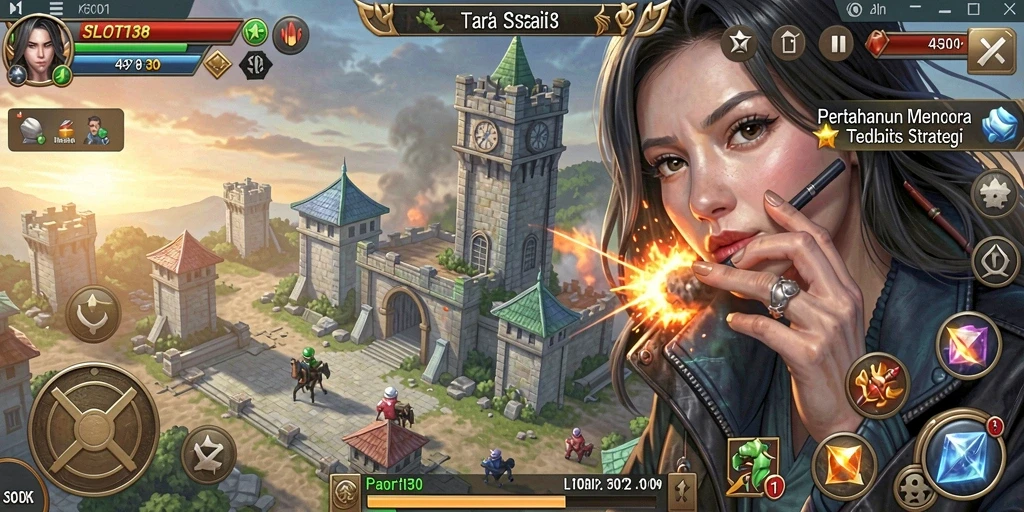 Screenshot utama menunjukkan aksi seru dalam game Tower Defense.