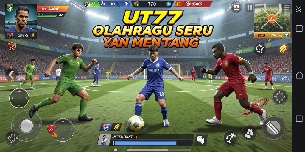 Tampilan gameplay seru dalam UT77 saat bertanding di lapangan.